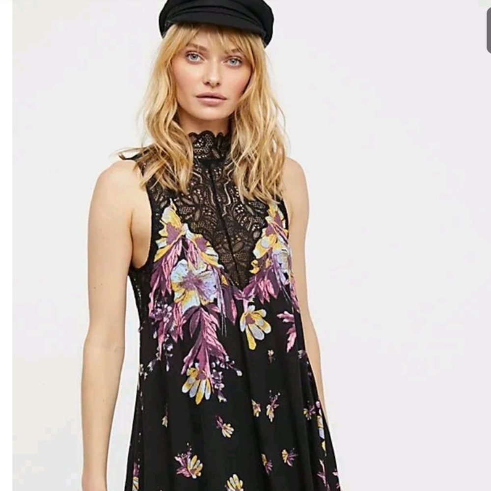 Free People Marsha Slip Dress Black Onyx Combo Sz S NWT - Picture 1 of 16